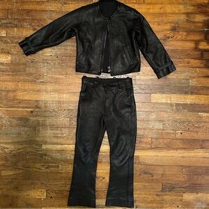Kids custom made 1 of 1 leather, two piece pants and jacket